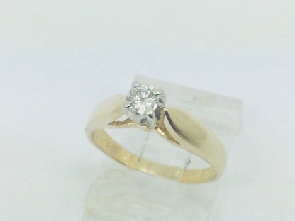 14k Yellow Gold Round Cut 15pt Diamond Solitaire Ring