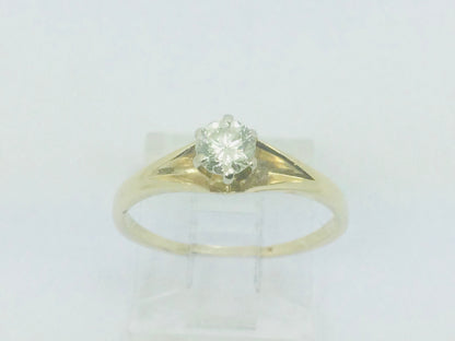 14k Yellow Gold Round Cut 33pt Diamond Solitaire Ring