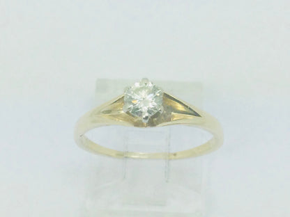 14k Yellow Gold Round Cut 33pt Diamond Solitaire Ring