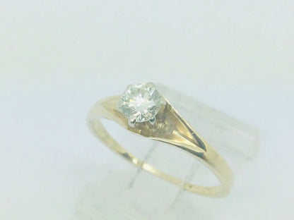14k Yellow Gold Round Cut 33pt Diamond Solitaire Ring