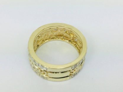 18k Yellow Gold Cubic Zirconium Row Set Vine Band Ring