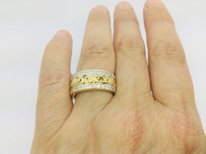 18k Yellow Gold Cubic Zirconium Row Set Vine Band Ring