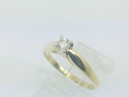 14k Yellow Gold Round Cut 25pt Diamond Solitaire Ring