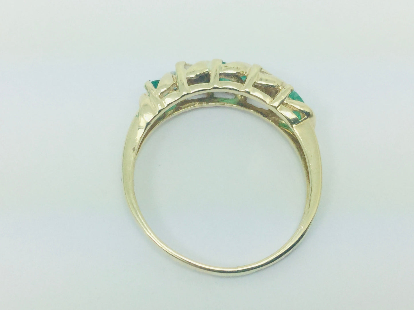 14k Yellow Gold Marquise Cut 60pt Emerald May Birthstone & Diamond Ring