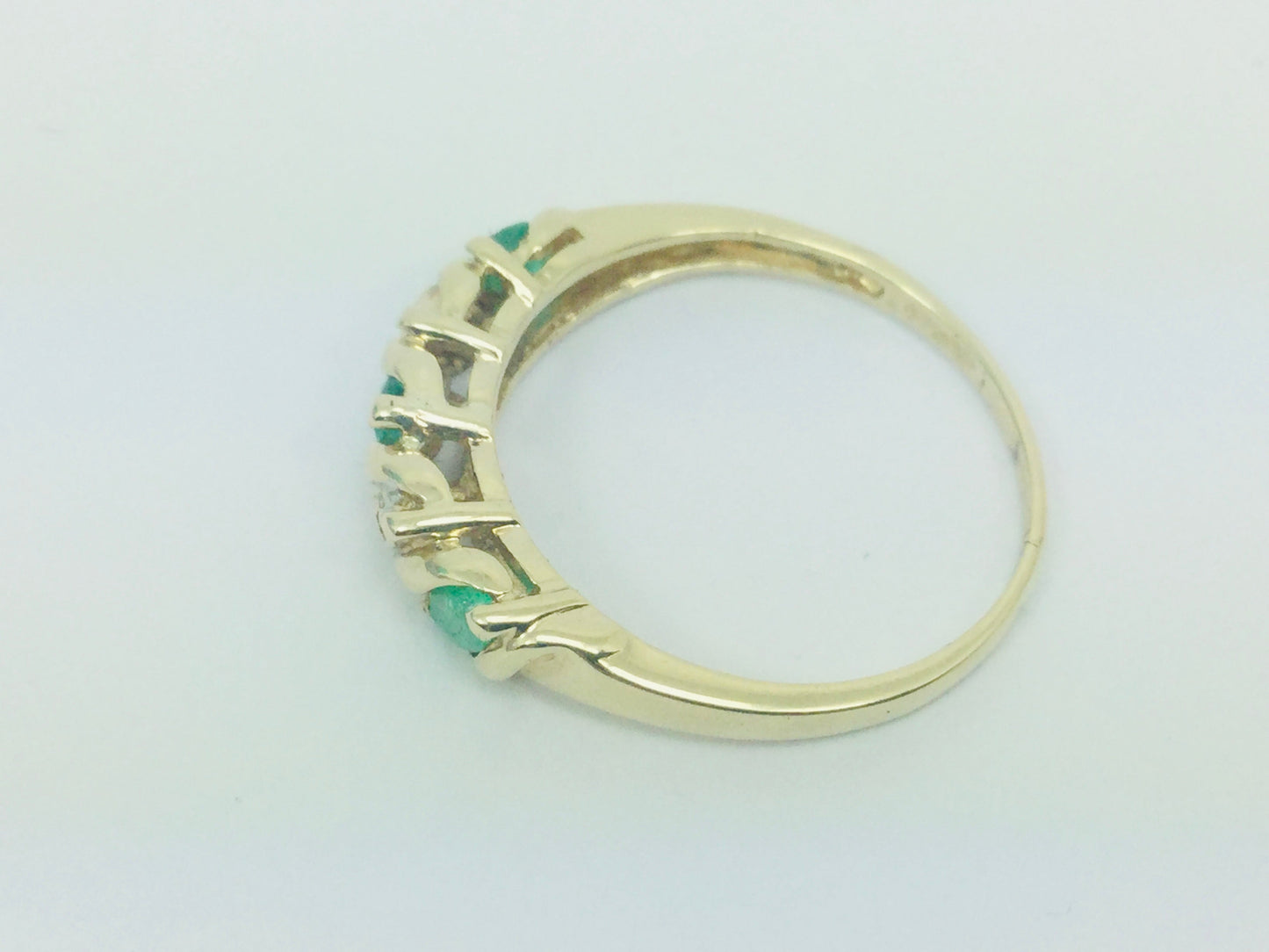 14k Yellow Gold Marquise Cut 60pt Emerald May Birthstone & Diamond Ring