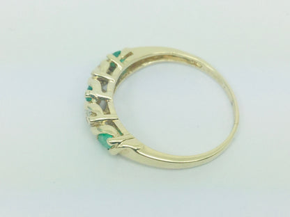 14k Yellow Gold Marquise Cut 60pt Emerald May Birthstone & Diamond Ring