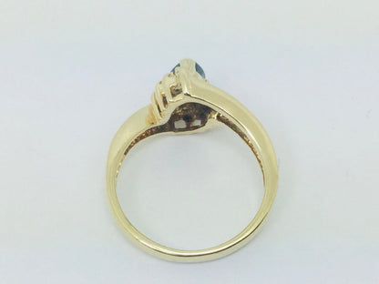 14k Yellow Gold Pear Cut 0.50ct Sapphire September Birthstone & 0.25ct Diamond Ring