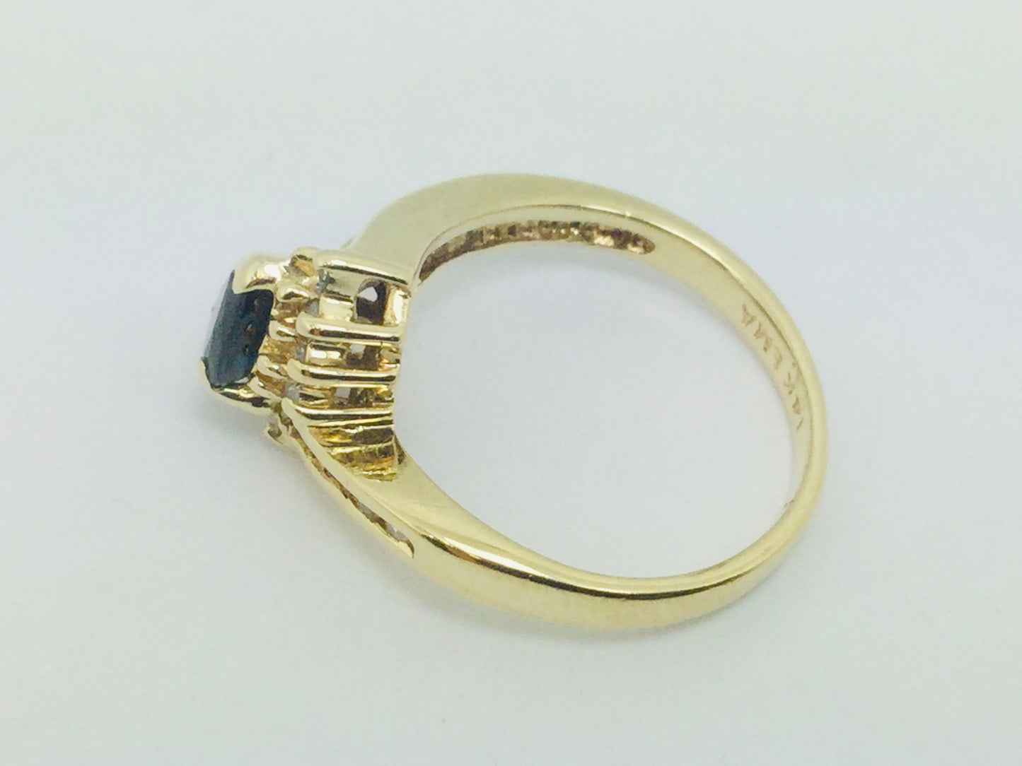 14k Yellow Gold Pear Cut 0.50ct Sapphire September Birthstone & 0.25ct Diamond Ring