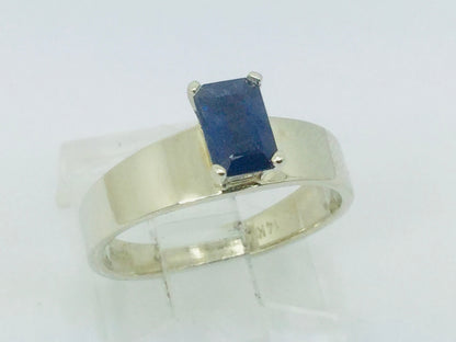 14k White Gold Emerald Cut 66pt Sapphire September Birthstone Ring
