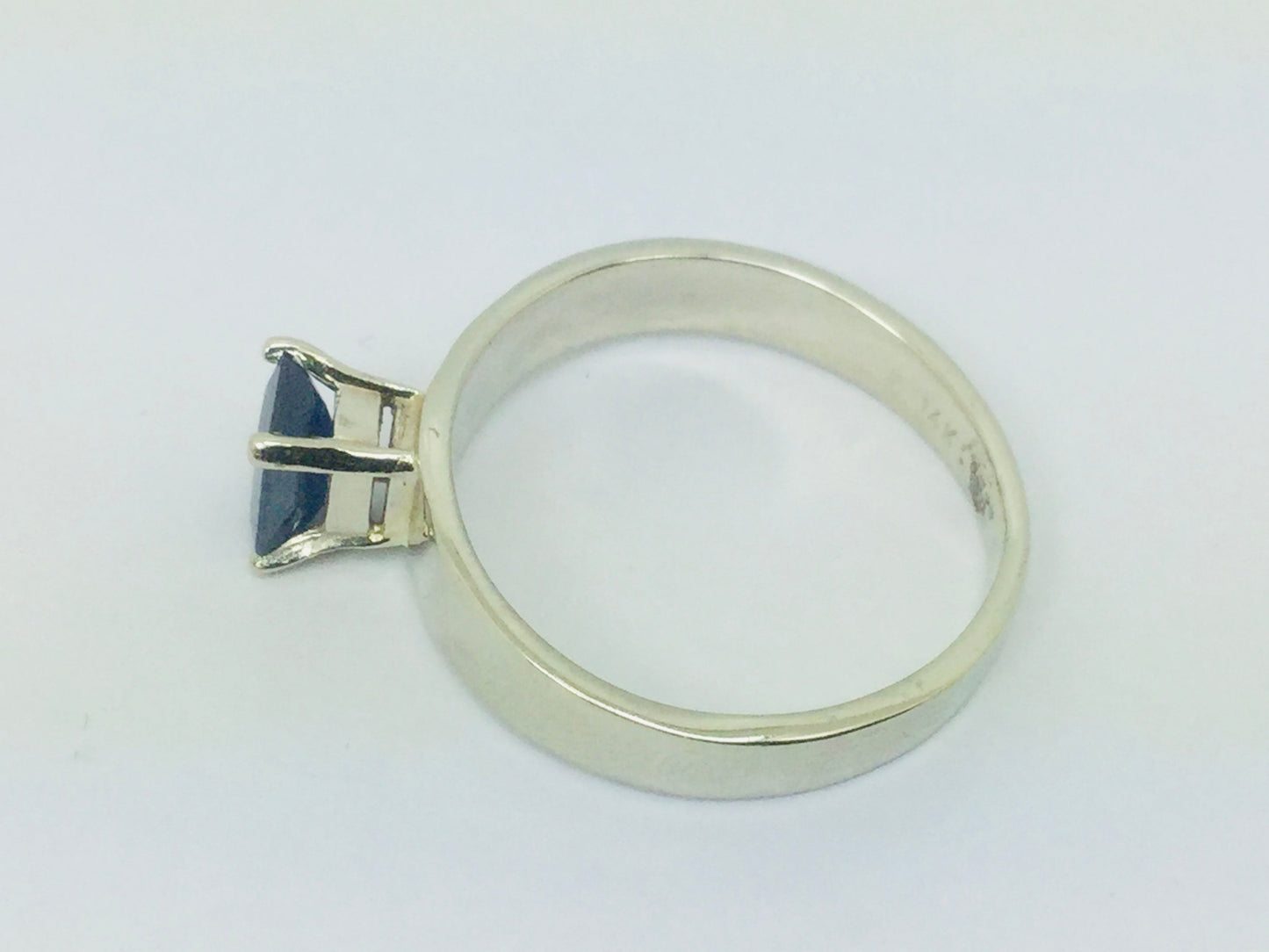 14k White Gold Emerald Cut 66pt Sapphire September Birthstone Ring