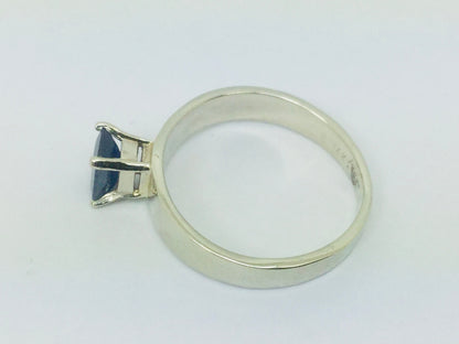 14k White Gold Emerald Cut 66pt Sapphire September Birthstone Ring