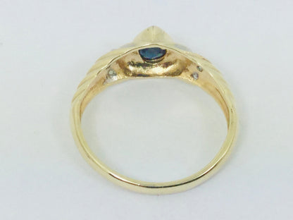 10k Yellow Gold Pear Cut 30pt Sapphire September Birthstone & 3pt Diamond Ring