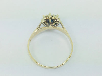 10k Yellow Gold Oval Cut 25pt Sapphire September Birthstone & 8pt Diamond Halo Ring