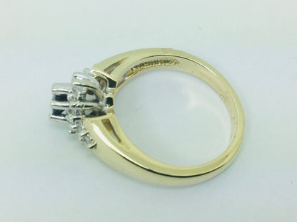 10k Yellow Gold Oval Cut 30pt Sapphire September Birthstone & 14pt Diamond Halo Cluster Ring