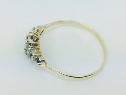 9k Yellow Gold Round Cut 24pt Sapphire September Birthstone & 24pt Cubic Zirconia (CZ) Row Set Ring