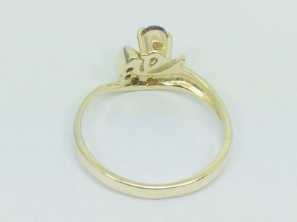 10k Yellow Gold Pear Cut Ruby July Birthstone & Diamond Ring