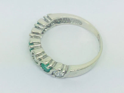 10k White Gold Brilliant Cut 48pt Diamond & 36 pt Emerald May Birthstone Ring