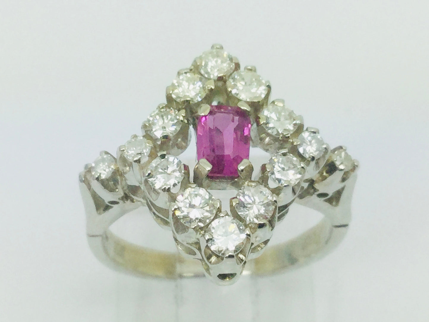 14k White Gold Round Cut 25pt Ruby July Birthstone & 0.66ct Diamond Ring