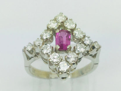 14k White Gold Round Cut 25pt Ruby July Birthstone & 0.66ct Diamond Ring