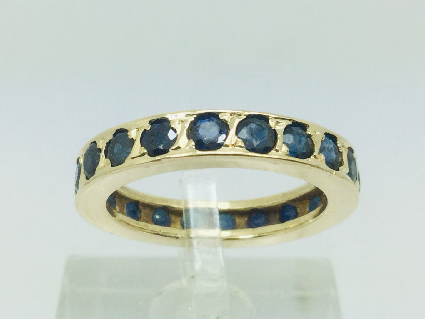 10k Yellow Gold Round Cut 1.2ct Sapphire September Birthstone Eternity Band Ring