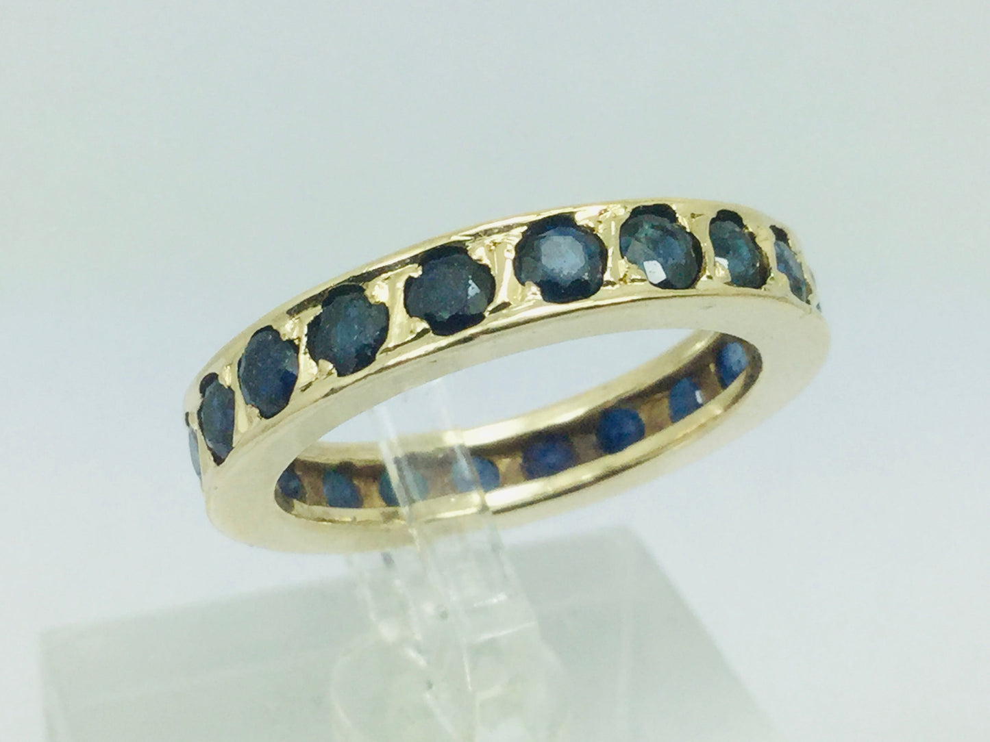 10k Yellow Gold Round Cut 1.2ct Sapphire September Birthstone Eternity Band Ring