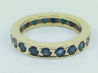 10k Yellow Gold Round Cut 1.2ct Sapphire September Birthstone Eternity Band Ring