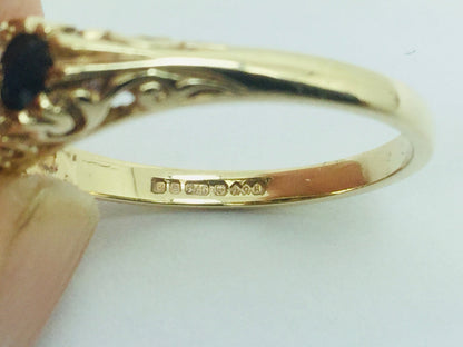 9k Yellow Gold Round Cut 45pt Sapphire September Birthstone & Cubic Zirconia (CZ) Ring