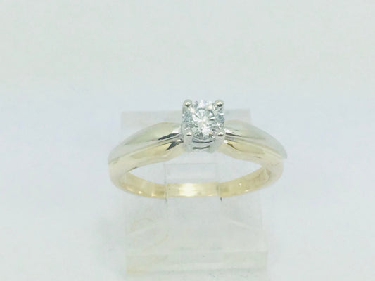 14k Yellow Gold Round Cut 30pt Diamond Solitaire Ring