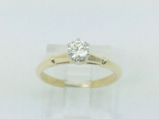 14k Yellow Gold Round Cut 30pt Diamond Solitaire Ring
