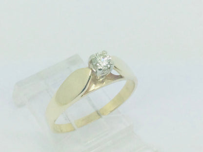14k Yellow Gold Round Cut 16pt Diamond Solitaire Ring