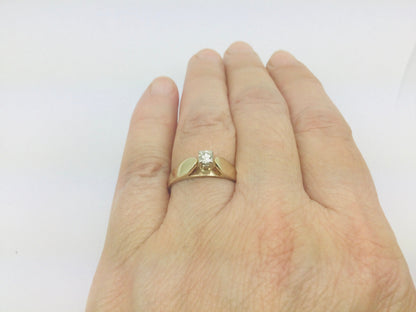 14k Yellow Gold Round Cut 16pt Diamond Solitaire Ring