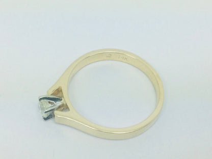 14k Yellow Gold Round Cut 15pt Diamond Solitaire Ring