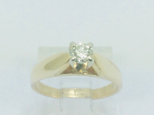 14k Yellow Gold Round Cut 22pt Diamond Solitaire Ring