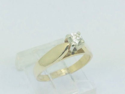 14k Yellow Gold Round Cut 22pt Diamond Solitaire Ring
