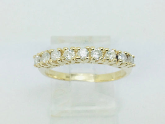 14k Yellow Gold 45pt Round Cut Diamond Row Set Band Ring