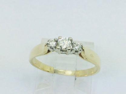 14k Yellow Gold 17pt Round Cut Diamond Trinity Ring