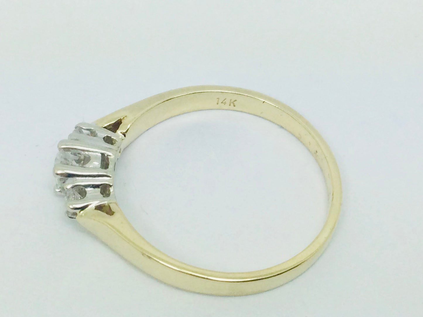 14k Yellow Gold 17pt Round Cut Diamond Trinity Ring