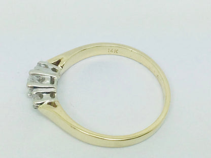 14k Yellow Gold 17pt Round Cut Diamond Trinity Ring