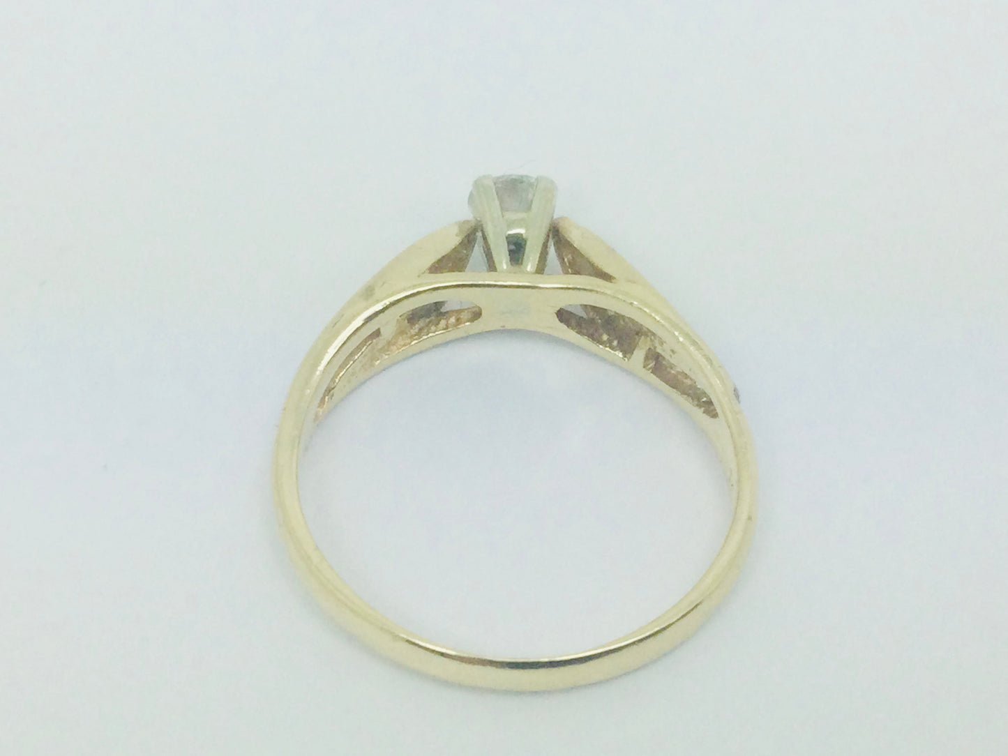 14k Yellow Gold Round Cut 31pt Diamond and Channel Set Accents Ring