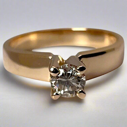 14k Yellow Gold Brilliant Cut 35pt Diamond Solitaire Ring