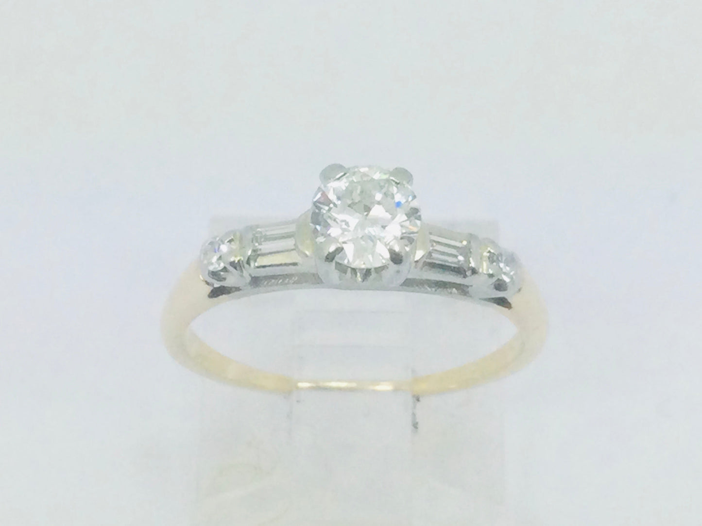 14k Yellow and White Gold Round Cut 48pt Diamond Ring
