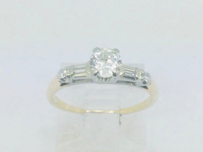 14k Yellow and White Gold Round Cut 48pt Diamond Ring