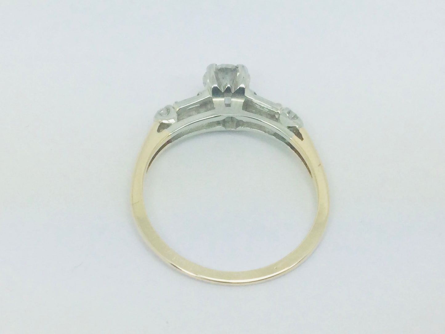 14k Yellow and White Gold Round Cut 48pt Diamond Ring
