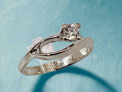 14k White Gold Round Cut 16pt Diamond Solitaire Ring