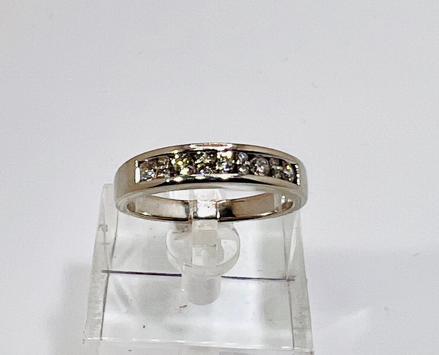 14k White Gold Full Cut 19pt Channel Set Diamond Ring