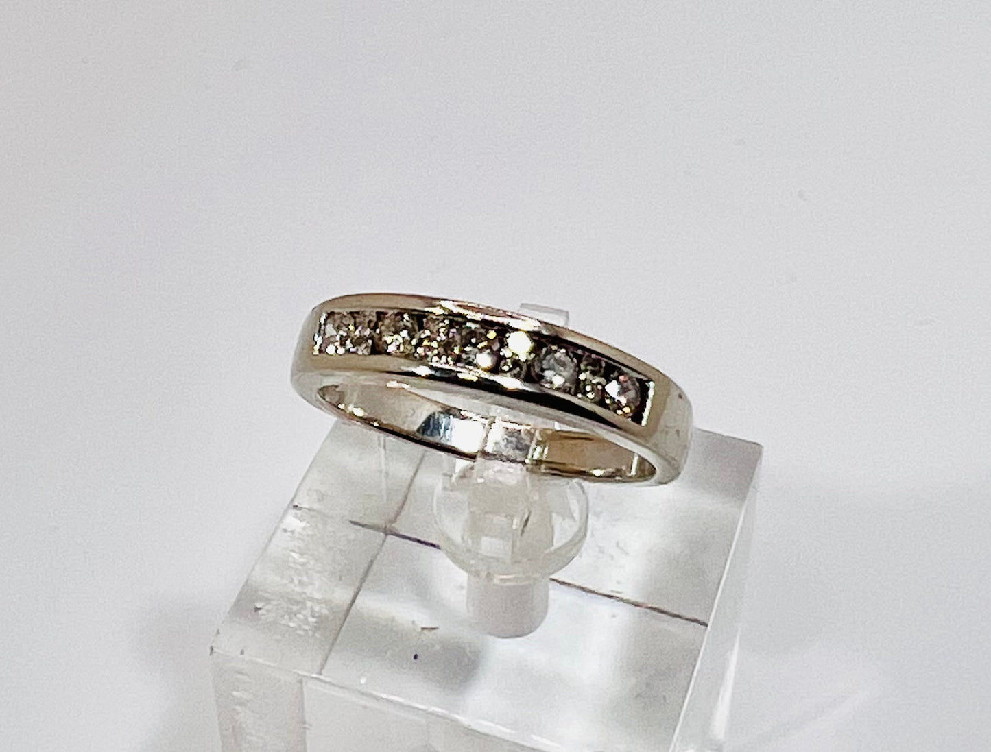 14k White Gold Full Cut 19pt Channel Set Diamond Ring