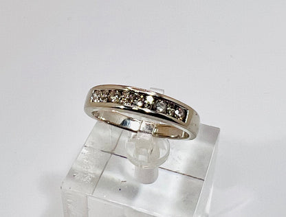 14k White Gold Full Cut 19pt Channel Set Diamond Ring