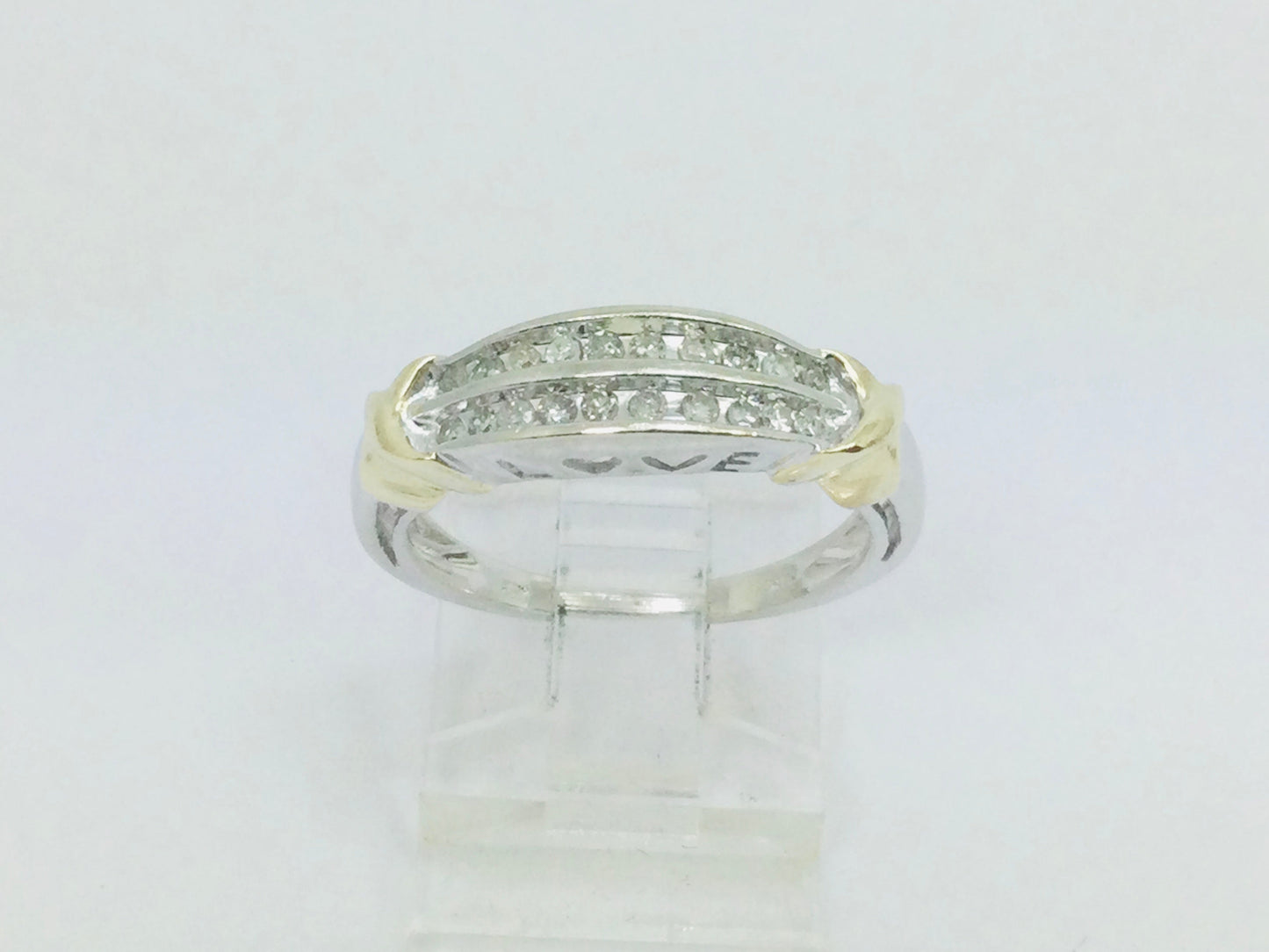10k White Gold 20pt Diamond Row Set 'Love' Ring