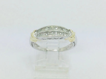 10k White Gold 20pt Diamond Row Set 'Love' Ring