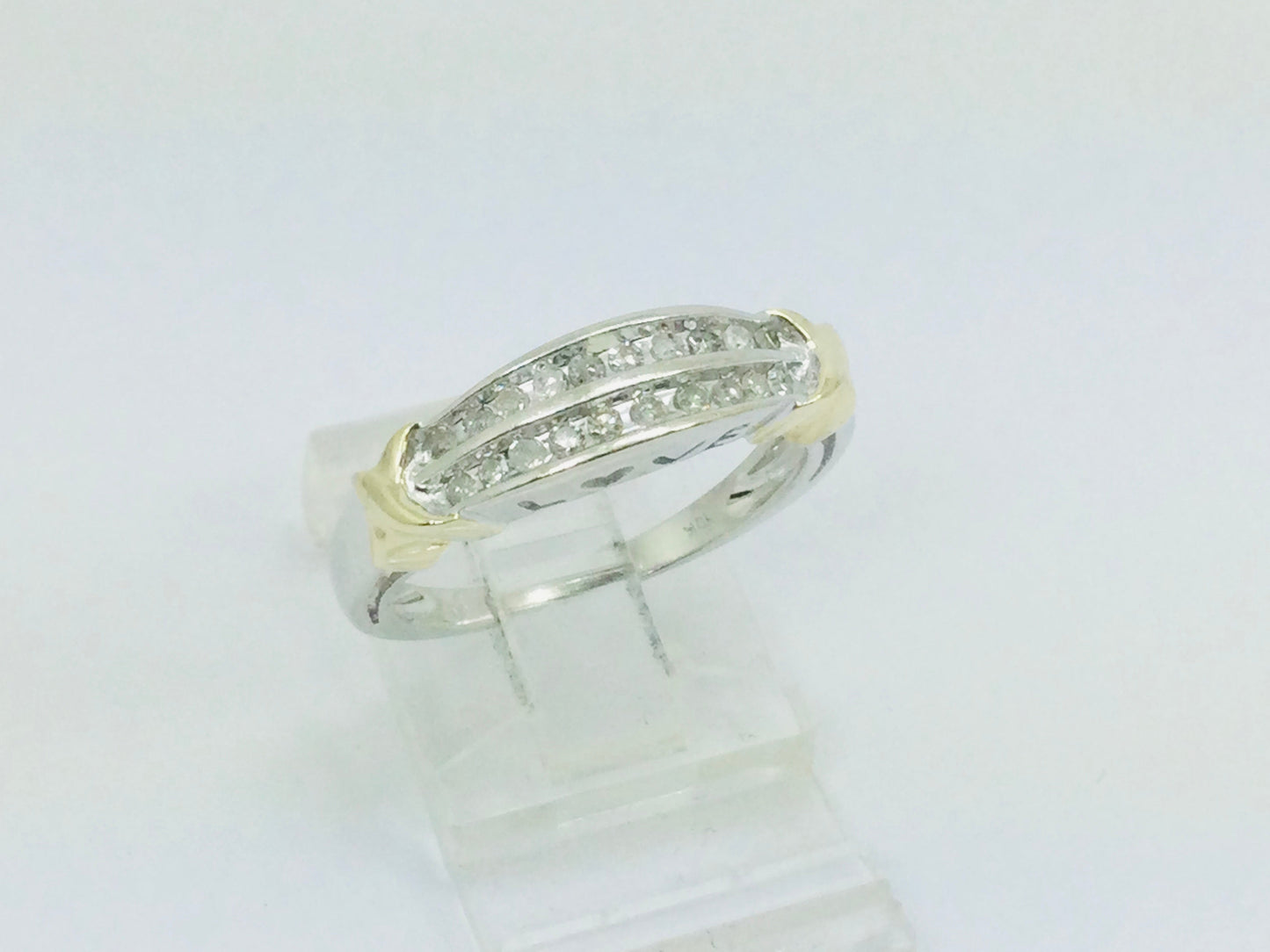 10k White Gold 20pt Diamond Row Set 'Love' Ring
